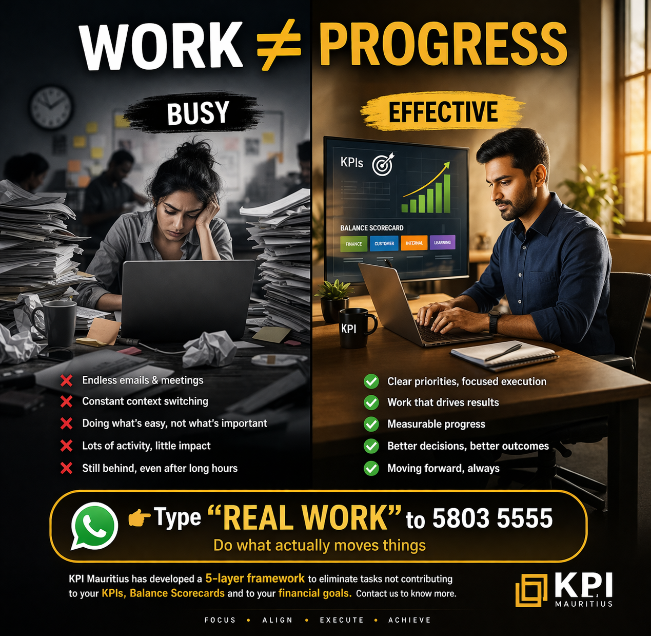 Work is not progress - KPI Mauritius